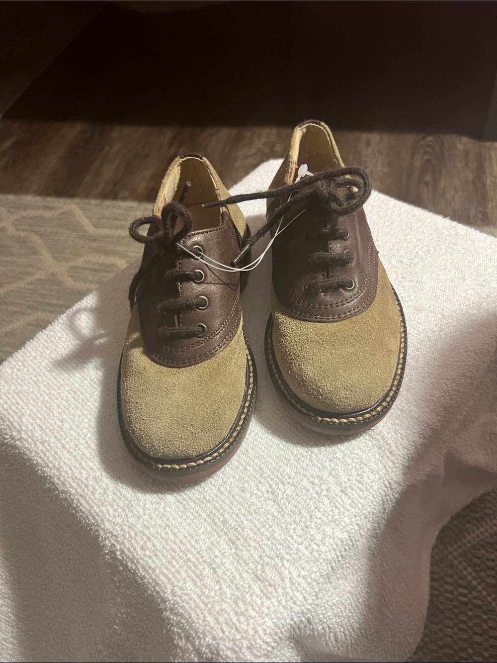 Crewcuts Two-Tone Suede and Leather Lace-Up Dress Shoes - Tan & Brown